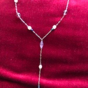 Drop Necklace in Purples.  16" + drop